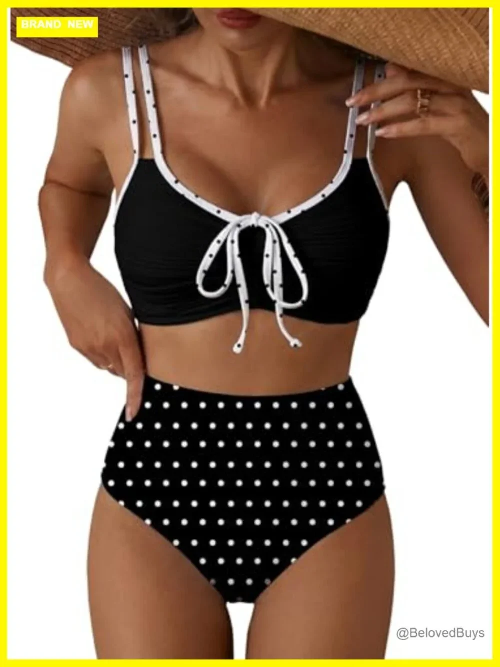 High Waisted Textured Tie Front 2 Piece Bikini Set
